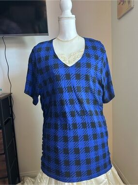 Torn by Ronny Kobo Blue and Black Plaid Mini Dress